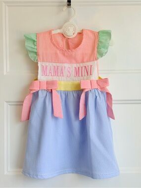 Mama's Mini Pastel Stripe Sleeveless Dress for Girls